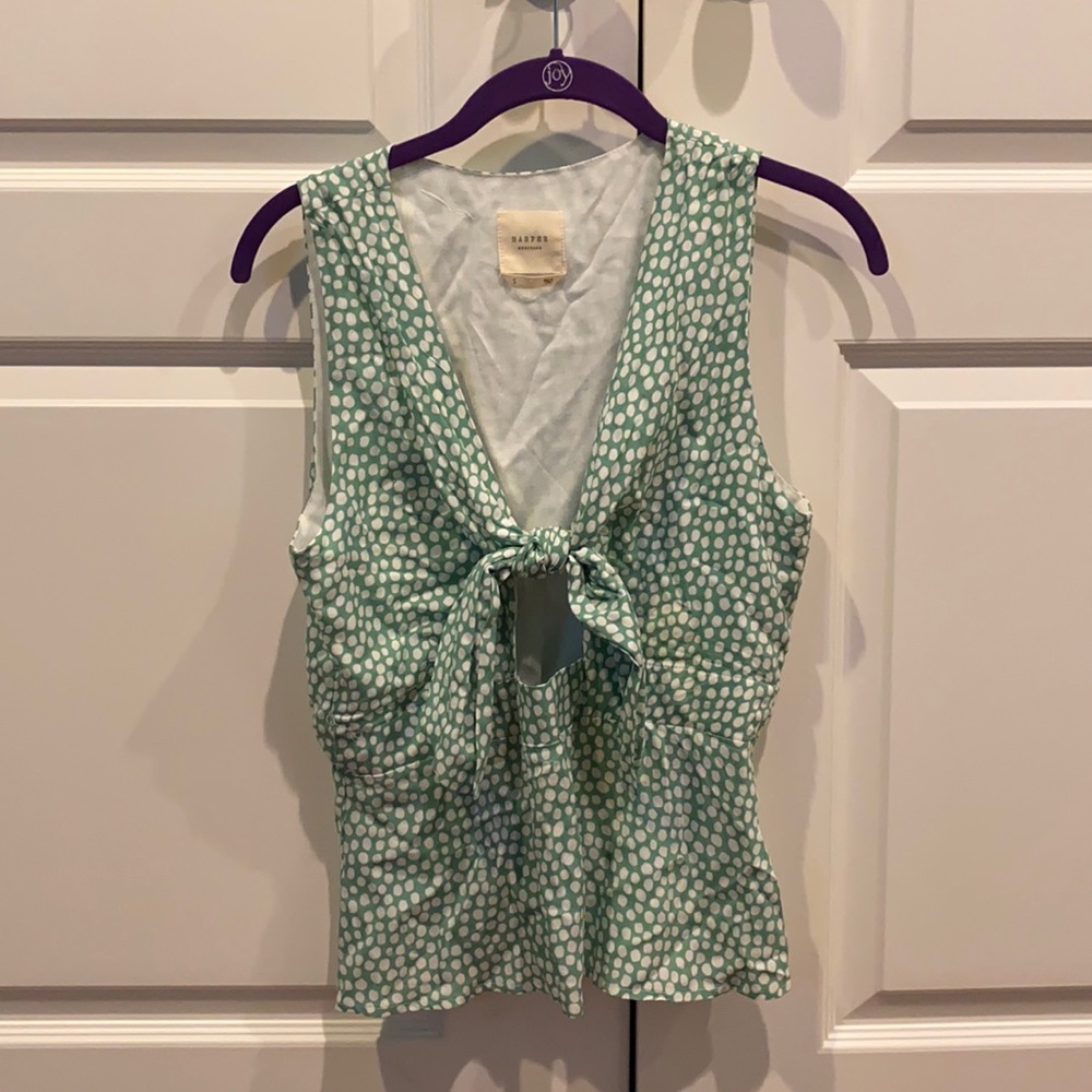 Green polka dot blouse